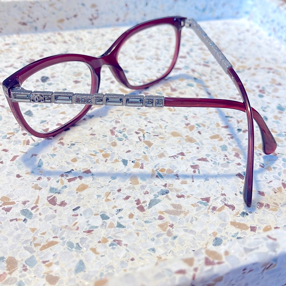CHANEL Eyeglasses Burgundy with Slate Crystals 3305-B c539